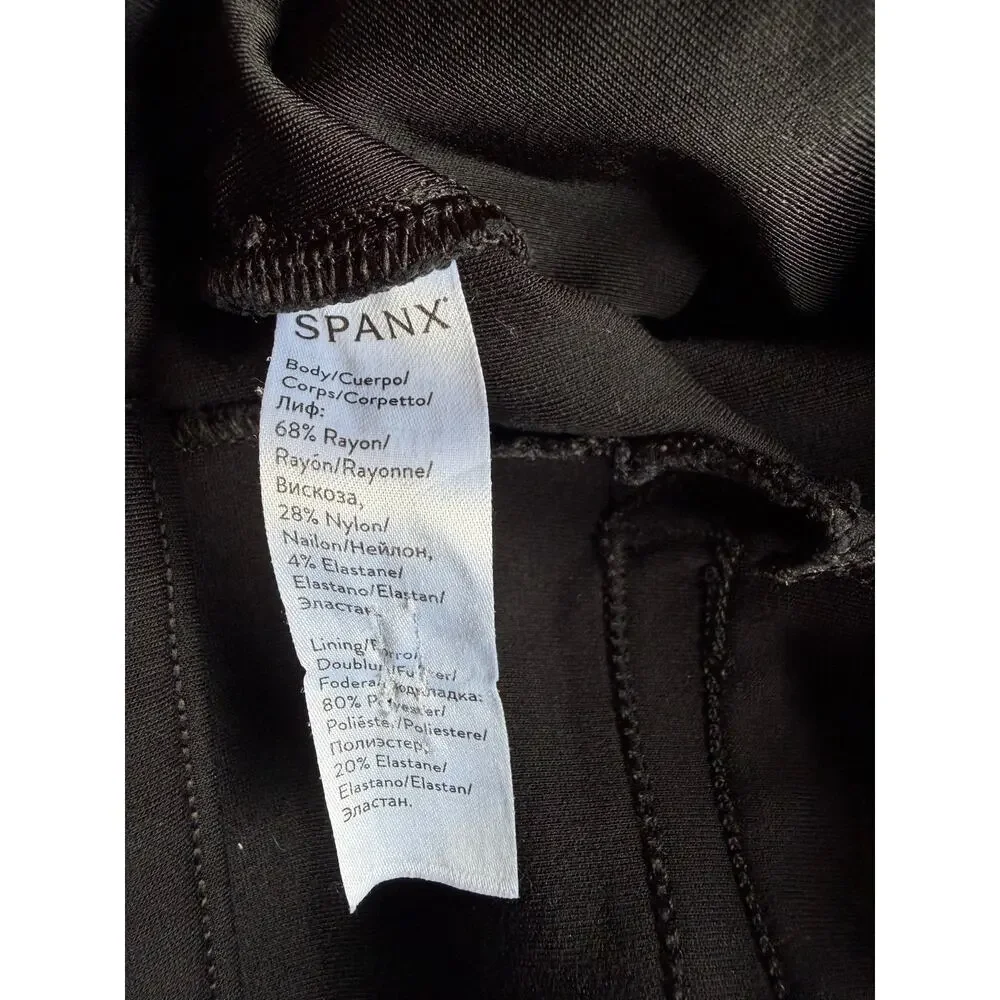 Spanx Women's Black Ponte Slim Pull-On Cropped Straight Leg Pants Size M